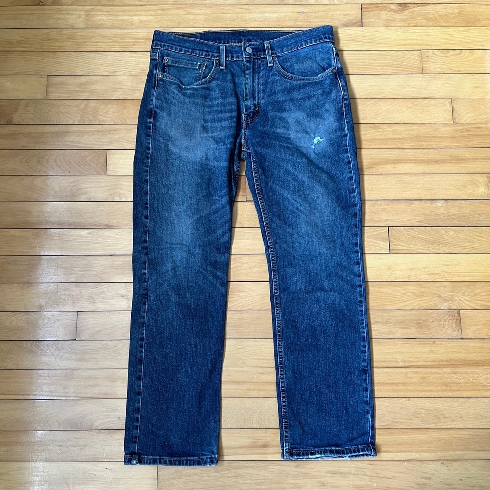 Levis 514 Straight Fit Mens Jeans 34x30 Dark Wash Blue Denim 00514-1551